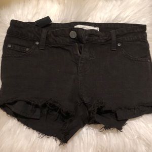 Black denim shorts